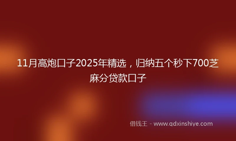 11月高炮口子2025年精选，归纳五个秒下700芝麻分贷款口子