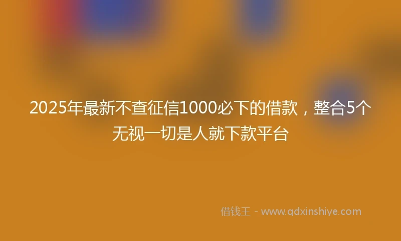 2025年最新不查征信1000必下的借款，整合5个无视一切是人就下款平台