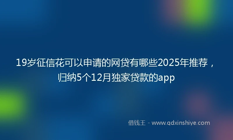 19岁征信花可以申请的网贷有哪些2025年推荐，归纳5个12月独家贷款的app