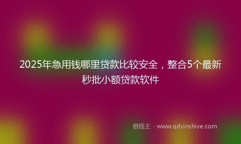 2025年急用钱哪里贷款比较安全，整合5个最新秒批小额贷款软件