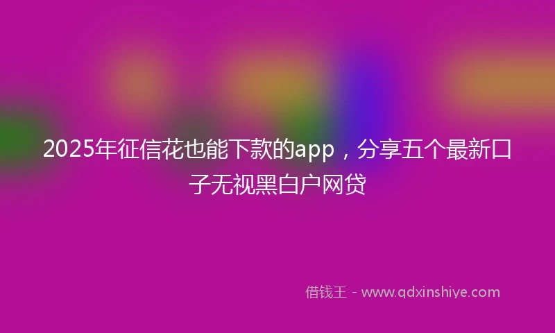 2025年征信花也能下款的app，分享五个最新口子无视黑白户网贷