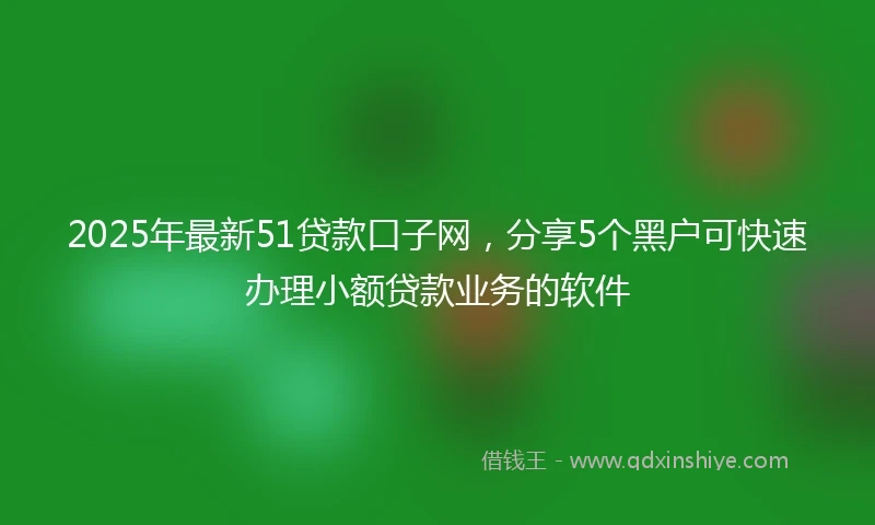 2025年最新51贷款口子网，分享5个黑户可快速办理小额贷款业务的软件