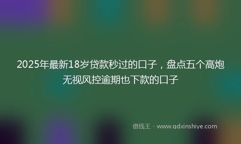 2025年最新18岁贷款秒过的口子，盘点五个高炮无视风控逾期也下款的口子