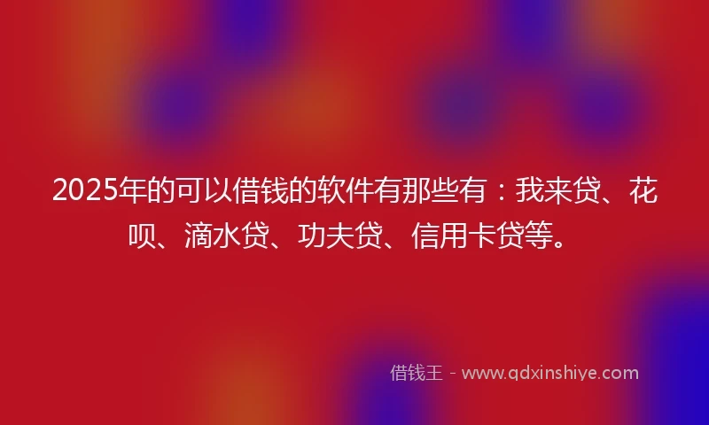 2025年的可以借钱的软件有那些有：我来贷、花呗、滴水贷、功夫贷、信用卡贷等。