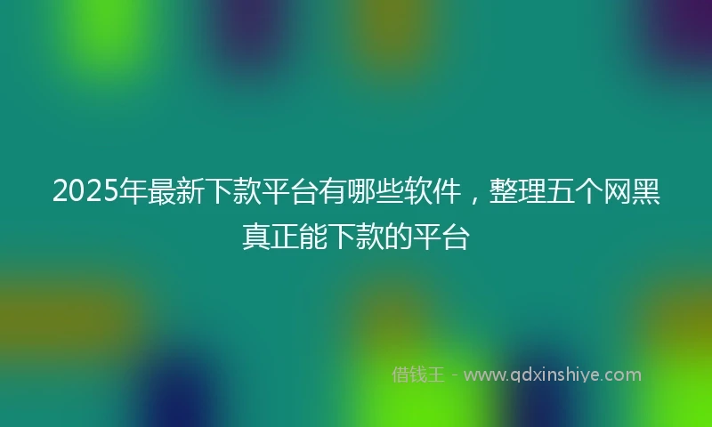 2025年最新下款平台有哪些软件，整理五个网黑真正能下款的平台