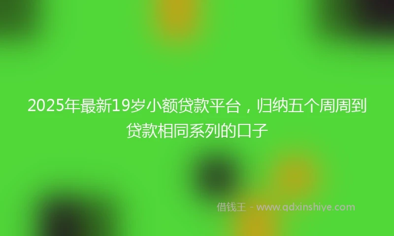 2025年最新19岁小额贷款平台，归纳五个周周到贷款相同系列的口子
