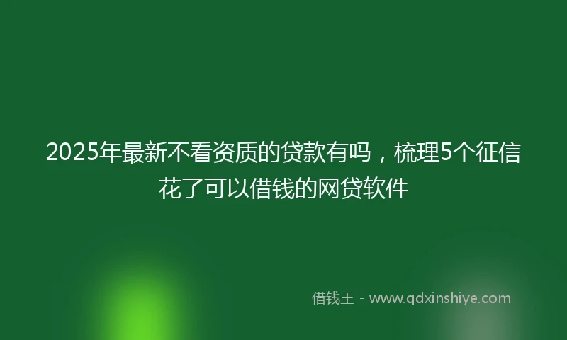 2025年最新不看资质的贷款有吗，梳理5个征信花了可以借钱的网贷软件