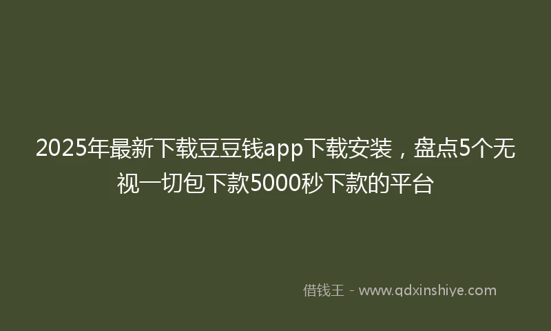 2025年最新下载豆豆钱app下载安装，盘点5个无视一切包下款5000秒下款的平台