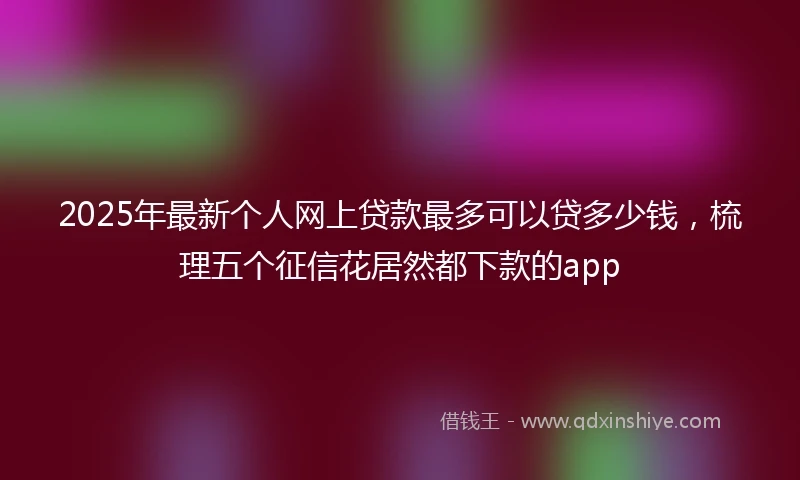 2025年最新个人网上贷款最多可以贷多少钱，梳理五个征信花居然都下款的app