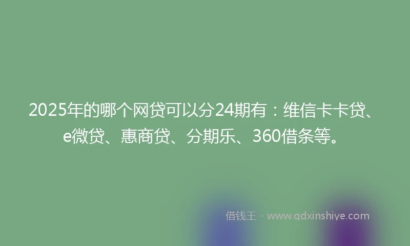 2025年的哪个网贷可以分24期有：维信卡卡贷、e微贷、惠商贷、分期乐、360借条等。