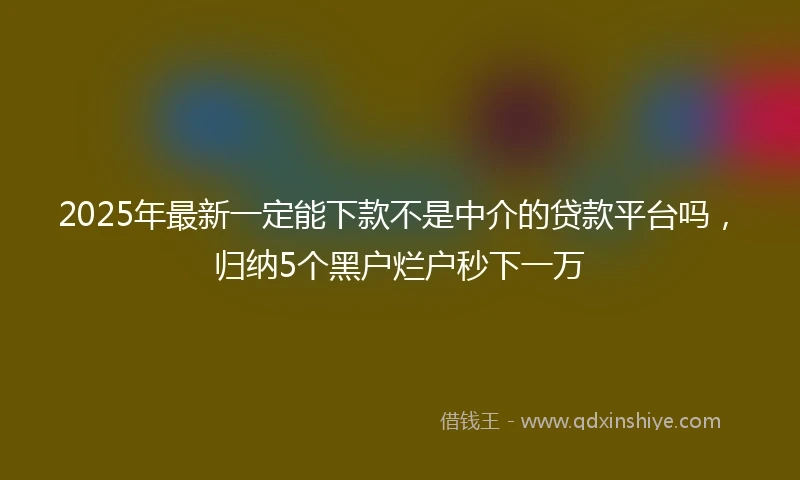 2025年最新一定能下款不是中介的贷款平台吗，归纳5个黑户烂户秒下一万