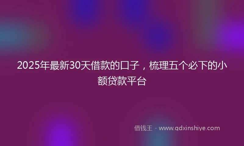 2025年最新30天借款的口子，梳理五个必下的小额贷款平台