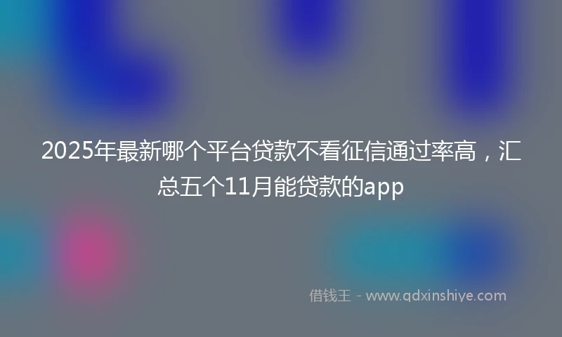 2025年最新哪个平台贷款不看征信通过率高，汇总五个11月能贷款的app