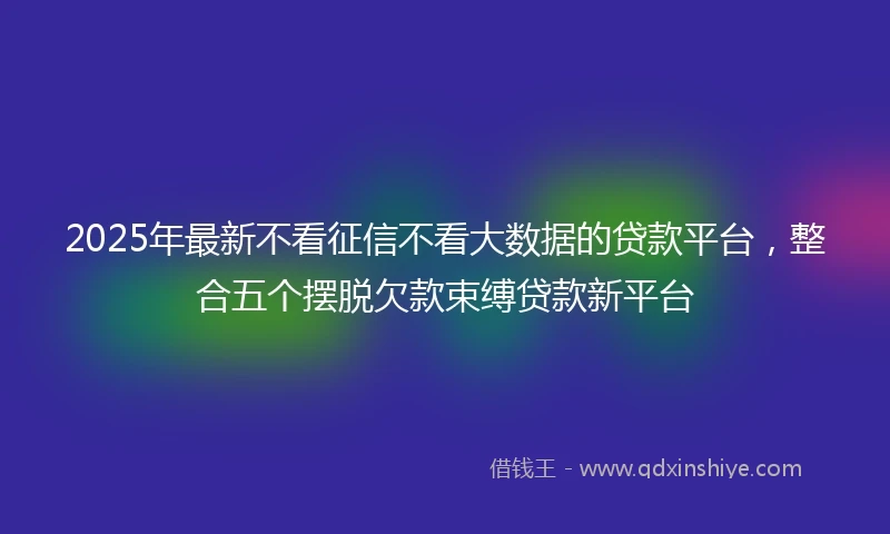 2025年最新不看征信不看大数据的贷款平台，整合五个摆脱欠款束缚贷款新平台