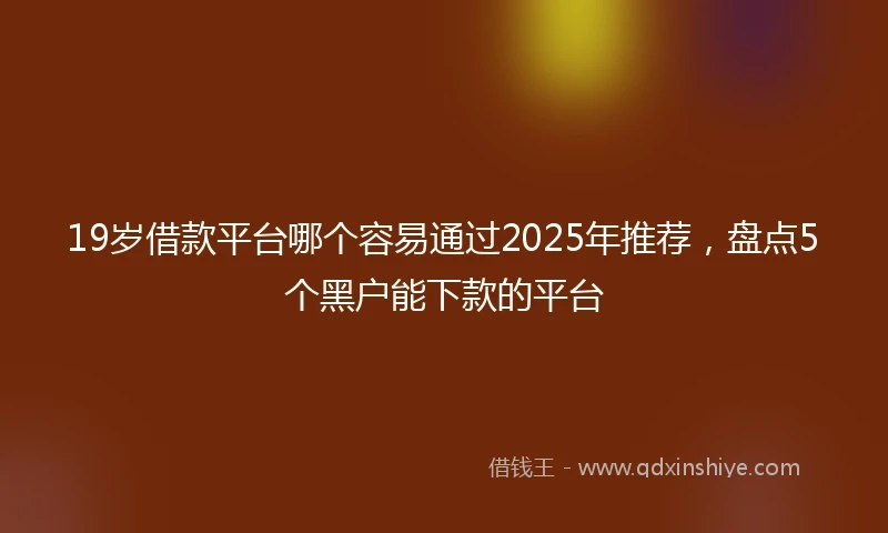 19岁借款平台哪个容易通过2025年推荐，盘点5个黑户能下款的平台