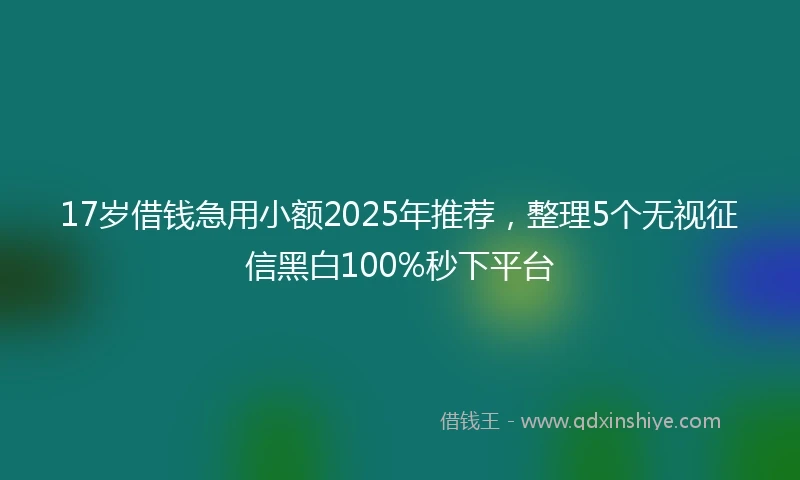 17岁借钱急用小额2025年推荐，整理5个无视征信黑白100%秒下平台