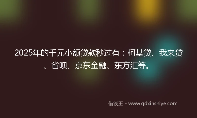 2025年的千元小额贷款秒过有：柯基贷、我来贷、省呗、京东金融、东方汇等。