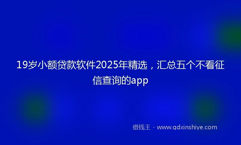 19岁小额贷款软件2025年精选，汇总五个不看征信查询的app