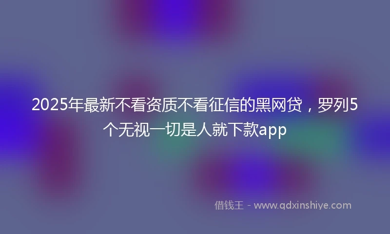 2025年最新不看资质不看征信的黑网贷，罗列5个无视一切是人就下款app