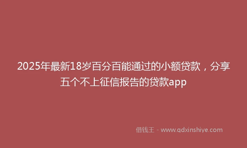 2025年最新18岁百分百能通过的小额贷款，分享五个不上征信报告的贷款app