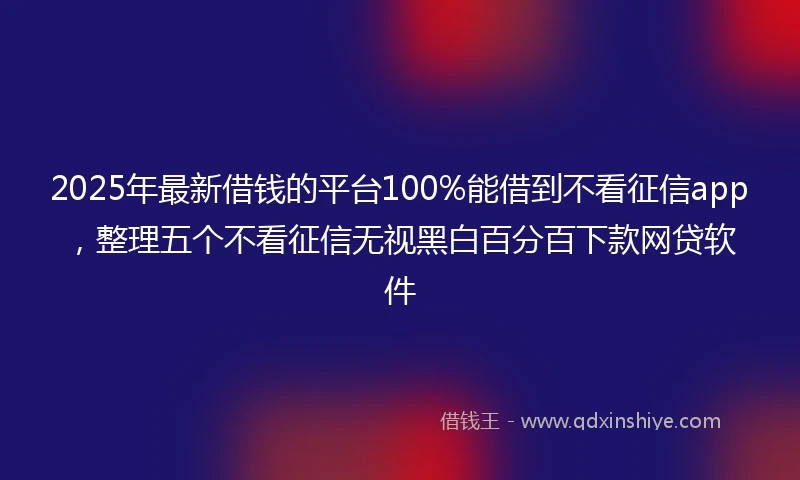 2025年最新借钱的平台100%能借到不看征信app，整理五个不看征信无视黑白百分百下款网贷软件