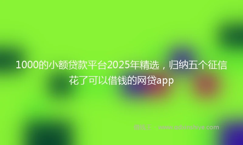 1000的小额贷款平台2025年精选，归纳五个征信花了可以借钱的网贷app