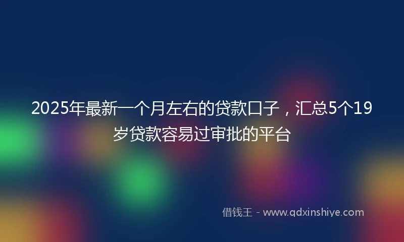 2025年最新一个月左右的贷款口子，汇总5个19岁贷款容易过审批的平台