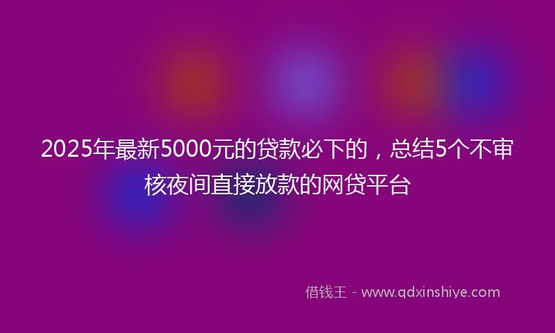 2025年最新5000元的贷款必下的，总结5个不审核夜间直接放款的网贷平台