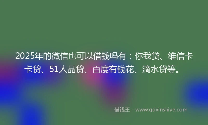 2025年的微信也可以借钱吗有：你我贷、维信卡卡贷、51人品贷、百度有钱花、滴水贷等。