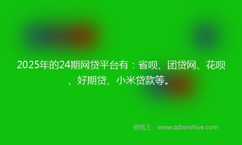 2025年的24期网贷平台有：省呗、团贷网、花呗、好期贷、小米贷款等。