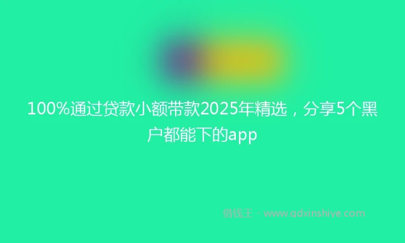 100%通过贷款小额带款2025年精选，分享5个黑户都能下的app