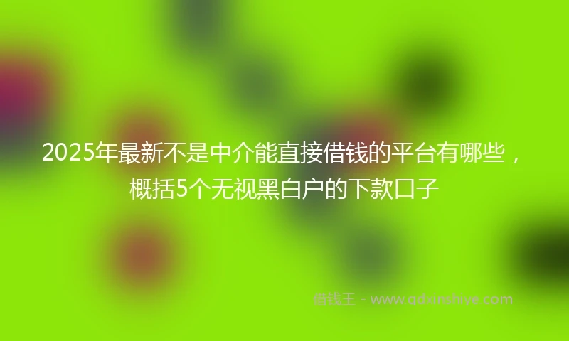 2025年最新不是中介能直接借钱的平台有哪些，概括5个无视黑白户的下款口子