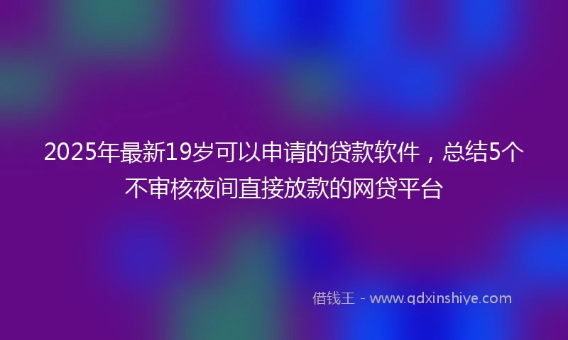 2025年最新19岁可以申请的贷款软件，总结5个不审核夜间直接放款的网贷平台