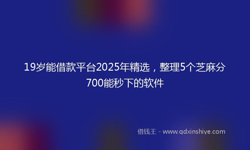 19岁能借款平台2025年精选，整理5个芝麻分700能秒下的软件