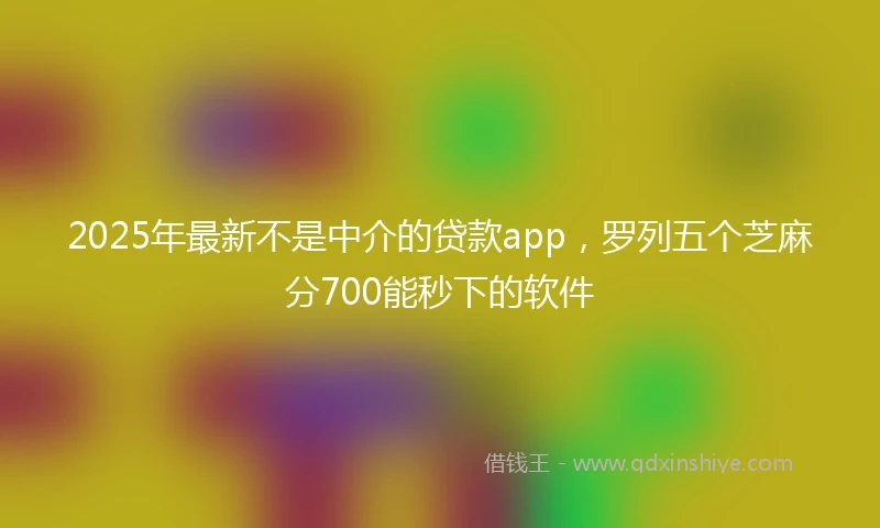2025年最新不是中介的贷款app，罗列五个芝麻分700能秒下的软件