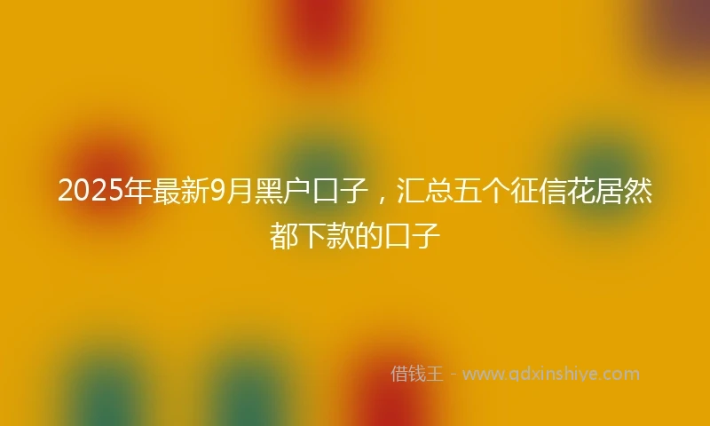 2025年最新9月黑户口子，汇总五个征信花居然都下款的口子