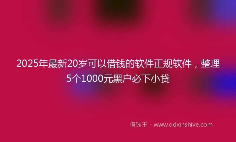 2025年最新20岁可以借钱的软件正规软件，整理5个1000元黑户必下小贷