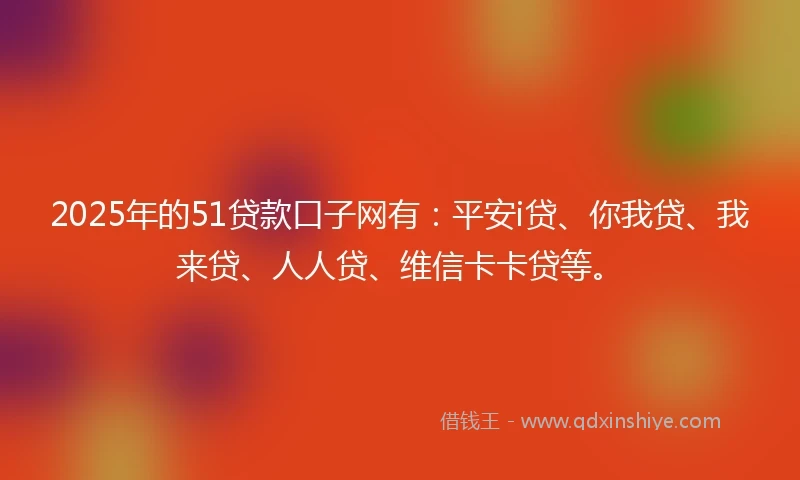 2025年的51贷款口子网有：平安i贷、你我贷、我来贷、人人贷、维信卡卡贷等。