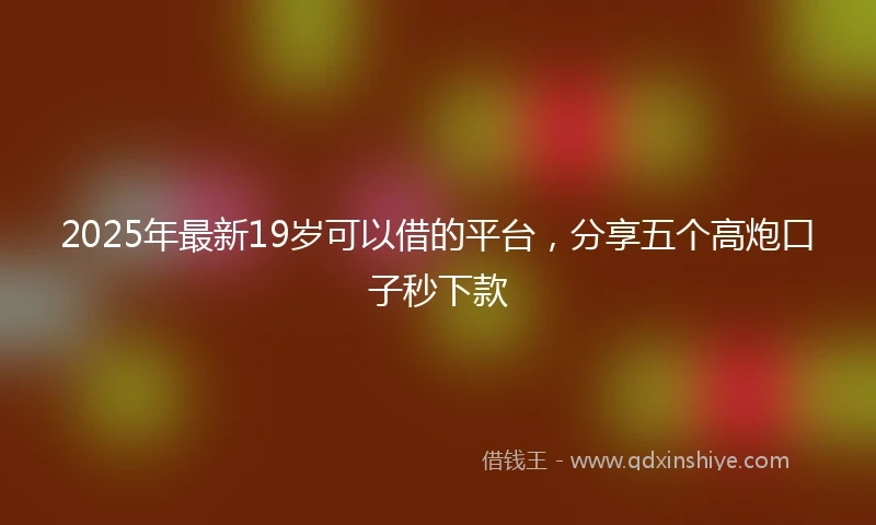 2025年最新19岁可以借的平台，分享五个高炮口子秒下款