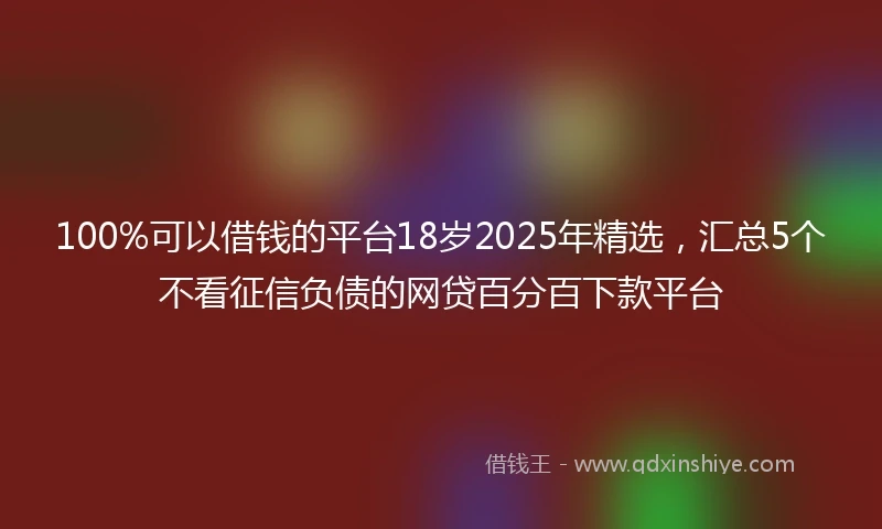 100%可以借钱的平台18岁2025年精选，汇总5个不看征信负债的网贷百分百下款平台