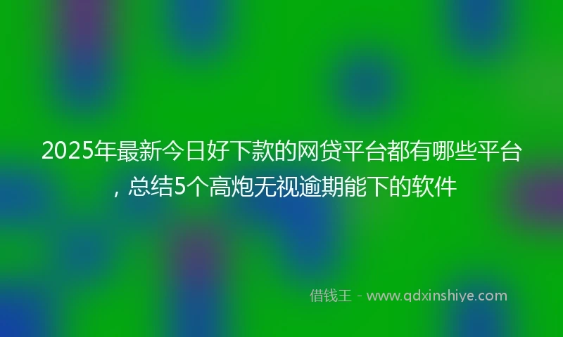 2025年最新今日好下款的网贷平台都有哪些平台，总结5个高炮无视逾期能下的软件