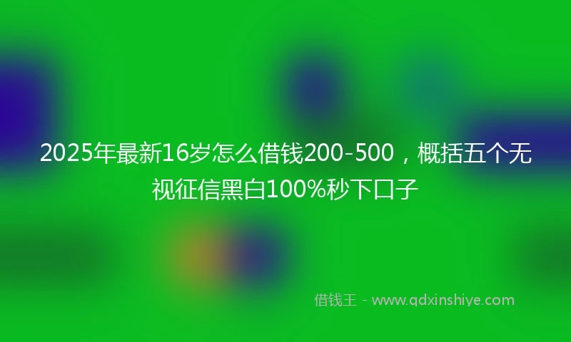 2025年最新16岁怎么借钱200-500，概括五个无视征信黑白100%秒下口子