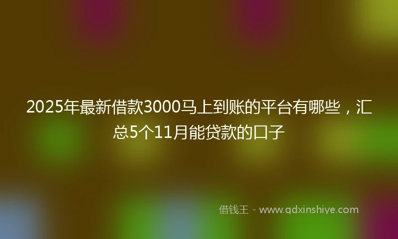 2025年最新借款3000马上到账的平台有哪些，汇总5个11月能贷款的口子
