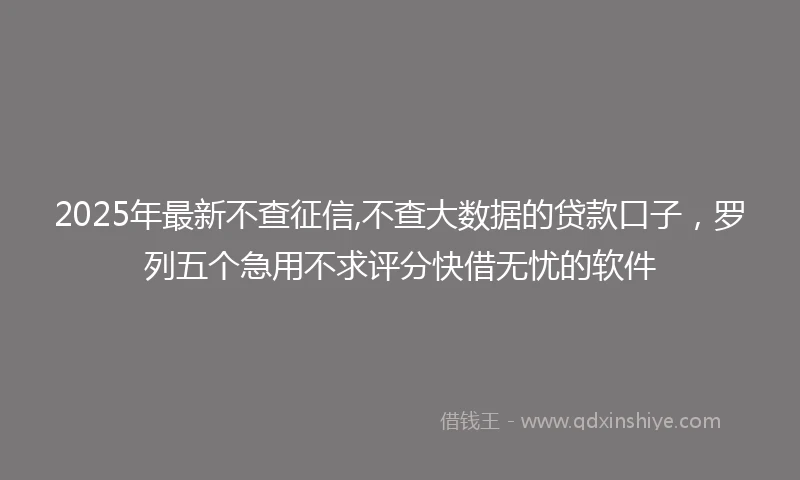 2025年最新不查征信,不查大数据的贷款口子，罗列五个急用不求评分快借无忧的软件