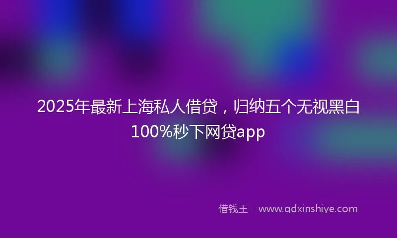 2025年最新上海私人借贷，归纳五个无视黑白100%秒下网贷app