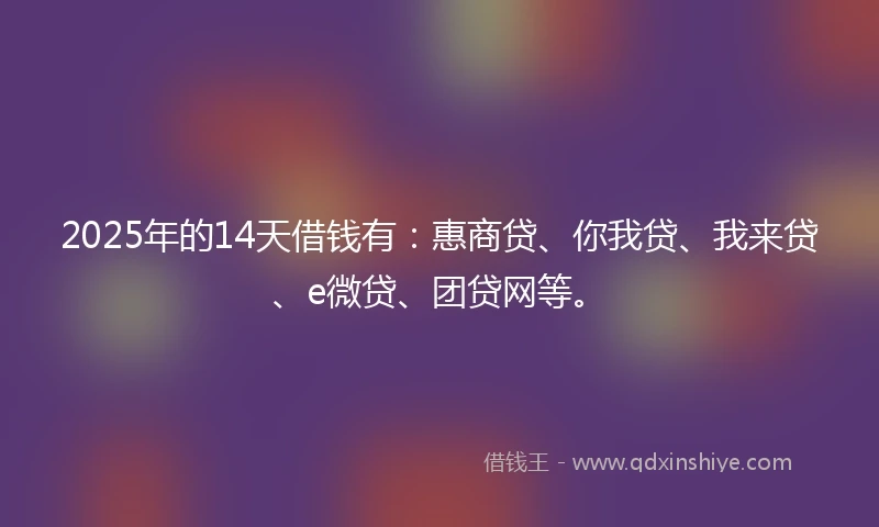 2025年的14天借钱有：惠商贷、你我贷、我来贷、e微贷、团贷网等。