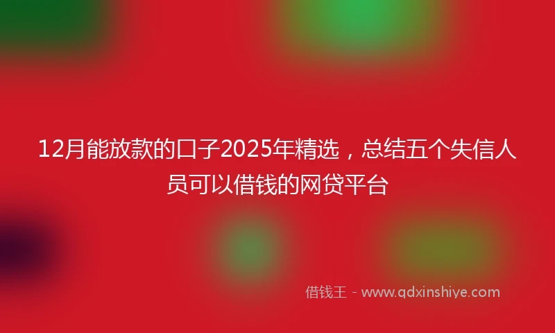12月能放款的口子2025年精选，总结五个失信人员可以借钱的网贷平台