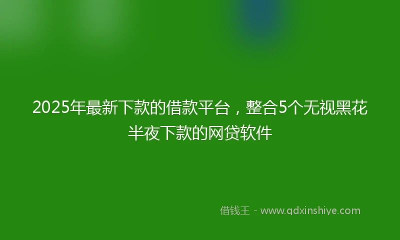 2025年最新下款的借款平台，整合5个无视黑花半夜下款的网贷软件