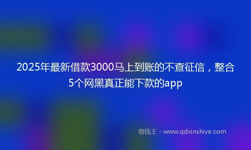 2025年最新借款3000马上到账的不查征信，整合5个网黑真正能下款的app