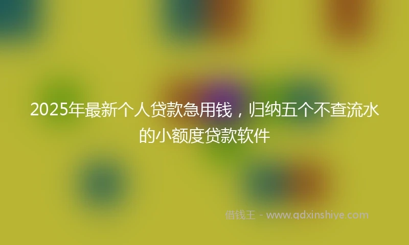 2025年最新个人贷款急用钱，归纳五个不查流水的小额度贷款软件